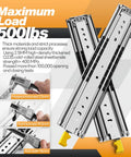 Beefy Heavy Duty Locking Drawer Slides With Full Extension Ball Bearing Side Mount Rails 430 Lb Load Capacity 19.3mm rails