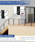 (Patented) Swageless One-Side Tension System with 220 lb load for cable railing installation on porch or balcony.