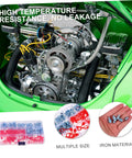 100 Piece Hydraulic Zerk Nipples Fitting Set With Covers For Automotive Use Pro Grade Grease Fittings Kit in engine bay