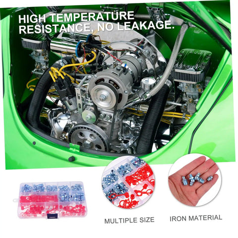 100 Piece Hydraulic Zerk Nipples Fitting Set With Covers For Automotive Use Pro Grade Grease Fittings Kit in engine bay