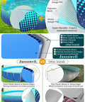 Comparison of Jasonwell kiddie pool with canopy, showing durable 3-layer laminated vinyl versus other brands