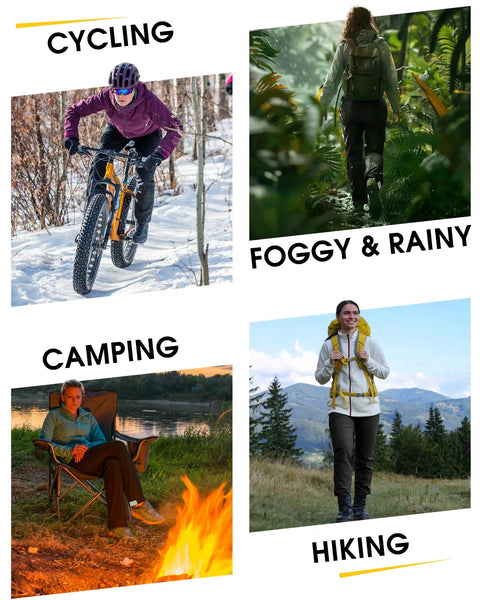 Women wearing Women Grab And Go Packable Waterproof Rain Pants Lightweight Windproof Overpants for cycling, hiking, camping, rain.