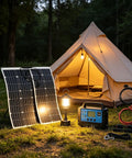 1000W Flexible Solar Panel Kit with 2x500W Monocrystalline ETFE Panels and 50A MPPT Smart Charge Controller in camping scene