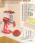Polished Stainless Steel Meat Grinder Attachment For Stand Mixers Dishwasher Safe Anti Corrosion 18 Piece Set with accessories