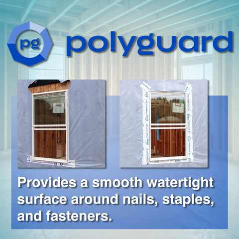Image of Polyguard window installation using Window And Door Flashing Tape That Self Adheres For A Tight Weatherproof Seal On Frames