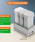 Two-Way Battery Charging Hub For LITO X1 And LITO 1 Drones, Fast 3 Battery Charger Case Station, showing two charging modes.