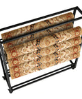 Adjustable Hanging Rod Bracket Floor To Ceiling Display Rack for quilting fabric storage with rolls of carpet