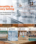 Durable Metal Lab Beaker Drying Holder And Test Tube Rack Draining Stand For Glassware Organization 11x11 Inch on laboratory countertop.