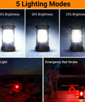 3200LM Camping Lantern With 4600mAh Phone Charger showing five lighting modes.
