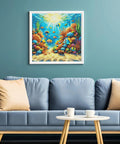 Ocean View 5D DIY Diamond Painting Kit For Adults And Newbies, 13.78x13.78 inches decor in living room, vibrant underwater design