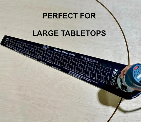 Heavy Duty Circle Cutter Router Jig Pro Grade Circle Jig Kit positioned to cut large tabletop