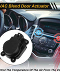 Grab This Quality Hvac Heater Blend Door Actuator And Get Your Rides Cabin Air Working Again For Buick Lacrosse Regal Camaro Caddy Srx Cars With Oe 13372987 Straight Swap Installation Saves Major Bucks At The Shop Today. Image shows a black blend door actuator installed in a car dashboard for climate control.