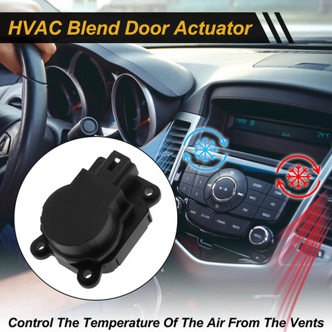 Grab This Quality Hvac Heater Blend Door Actuator And Get Your Rides Cabin Air Working Again For Buick Lacrosse Regal Camaro Caddy Srx Cars With Oe 13372987 Straight Swap Installation Saves Major Bucks At The Shop Today. Image shows a black blend door actuator installed in a car dashboard for climate control.