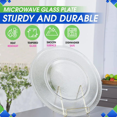 16 Inch Microwave Glass Turntable Replacement Plate Fits WB49X10189 GE Microwave, displayed with durability features