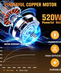 Electric hoist with copper motor illustration, 520W power for material handling.