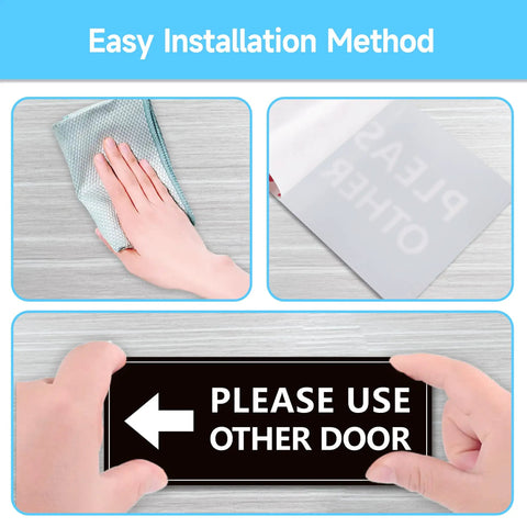 Easy installation of 2 Pack Please Use Other Door Sign With Left Right Arrow Self Adhesive Weatherproof Vinyl Entrance Sticker