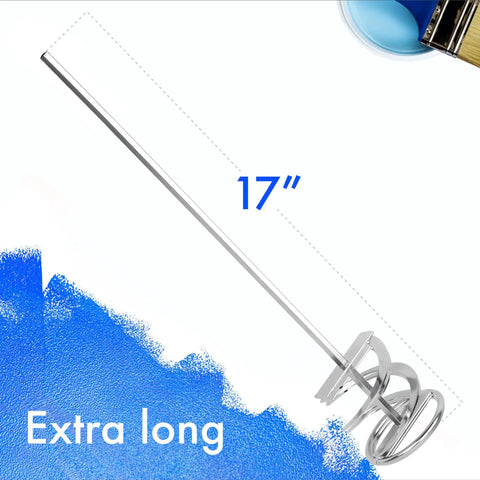 Extra Long Drill Mixer Paddle Pack of 2 17 Inch Shank 5 Gal Rugged Rust Proof Easy Clean for Cement Paint and Epoxy Floors Built Tough