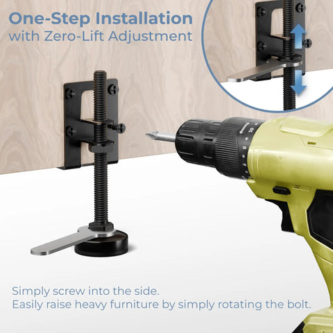 Built Tough L Shaped Furniture Leveling Feet With Adjustable Height Up To 3.5 Inches, one-step installation with drill