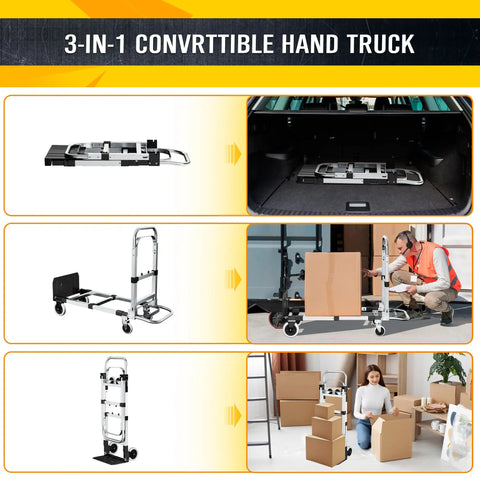 Image of Heavy Duty 600 Lb Hand Truck Featuring Rock Solid Build and Ridiculously Easy Mode Flip for Stairs or Flat Surfaces.