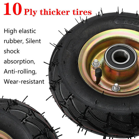 10 Ply thicker tires for Heavy Duty 10 Inch Caster Set Of 4, industrial pneumatic wheels with shock absorption.