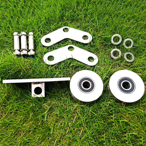 Beefy Heavy Duty Sliding Gate Caster With Groove Wheel And Double Pulley Silent Detachable Stainless components on grass