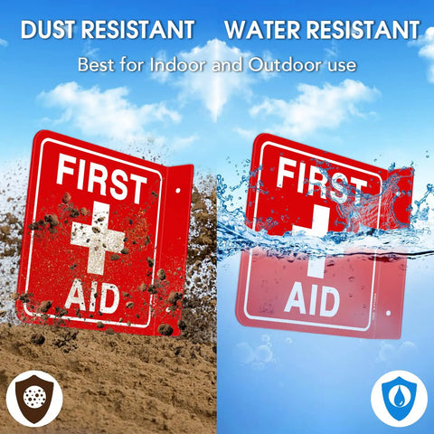First Aid Signs For Workspaces, 2 Pack Of 6X6 Acrylic Plates With Pre Drilled Holes And Matching Screws, Fade Proof Waterproof Finish, Zero Hassle Mount, Rock Solid Build