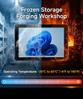 Built Like A Tank 10.1 Inch Industrial Panel PC Featuring 10 Point Capacitive Touch Screen in contrasting frozen and hot environments.