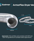 ArmorFlex Dryer Vent 8 Foot Flexible Aluminum Duct with Clamps Semi-Rigid Fire Resistant Laundry Vent Tubing for Dryers
