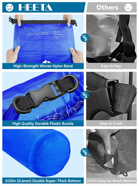 Comparison of Waterproof Roll Top Dry Bag For Travel And Water Sports 30L With Phone Case Included Lightweight Backpack features