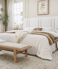 King Size Velvet Bed Frame With Adjustable Channel Tufted Headboard In Chic White Upholstery for stylish bedroom setup and laid back living vibes all day.