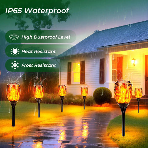Lit Solar Torch Lights Outdoor With Realistic Flickering Flame 96 LED High Brightness 43 Inch Tall waterproof garden use