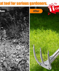 Before and after using Stand Up Weeding Rake With D Grip, 62 Inch Long Handle Garden Tool For Standing Weeding, soil visibly improved.