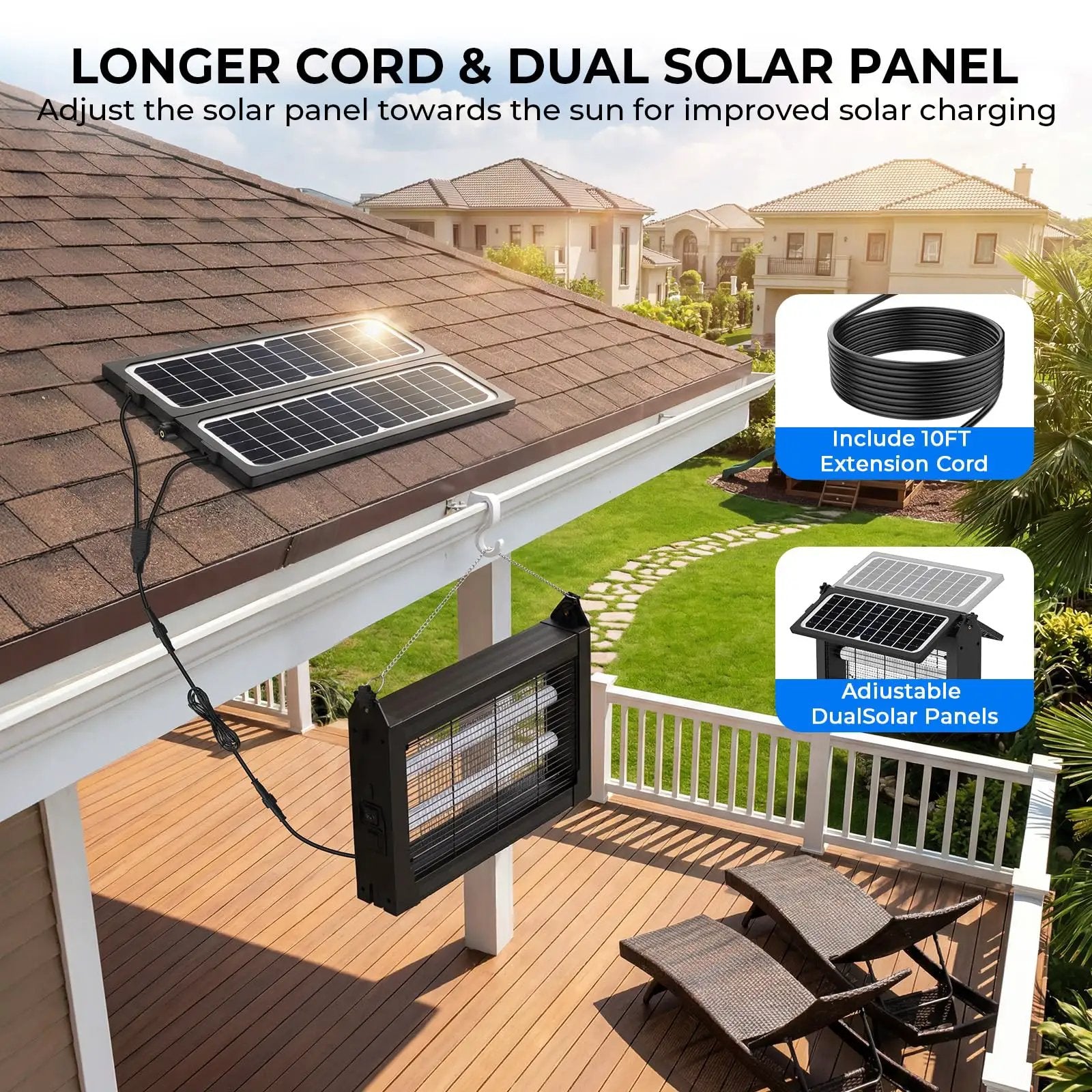 Upgraded Solar Bug Zapper 4500V Outdoor Mosquito Killer ✓