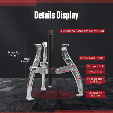 Heavy Duty Gear Puller Set With 3 Inch 4 Inch 6 Inch 8 Inch Jaws detailed parts and components display