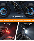 Spark D1 Fat Tire Electric Bike For Teens And Adults, 1500W Peak Motor, 48V 10.4Ah Battery, 16 Inch eBike With 20 Plus MPH Top Speed, Easy City Cruising And Trail Riding, Black dual disc brakes and front rear lights