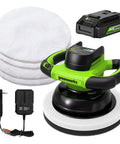 Cordless Orbital Buffer With 10 Inch Pad And 2800 RPM Long Runtime No Cord Convenience Includes 2.0Ah Battery And 2A Charger