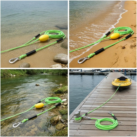 Marine Tow Line With Pulley Shock Absorb Bungee Dock Line Stretchable Rope For Dock Mooring on beach and dock