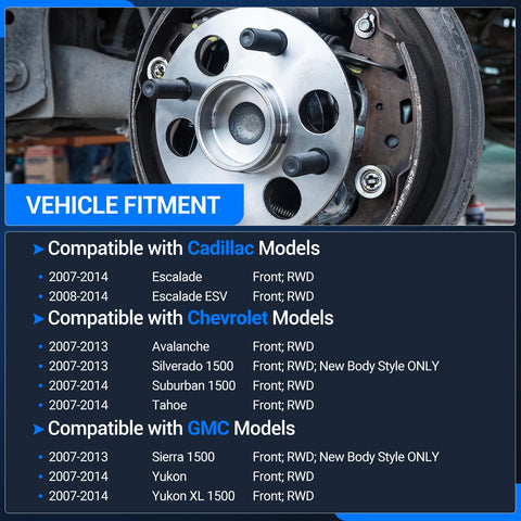 Front Wheel Bearing And Hub Assembly Pair For 2WD GM Full Size SUVs With ABS OEM Grade Fit For Cadillac Escalade ESV Tahoe Silverado.