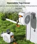Retractable Hose Reel 1/2 Inch By 65 Feet Heavy Duty Water Hose Reel with open top cover and nine function sprayer nozzle