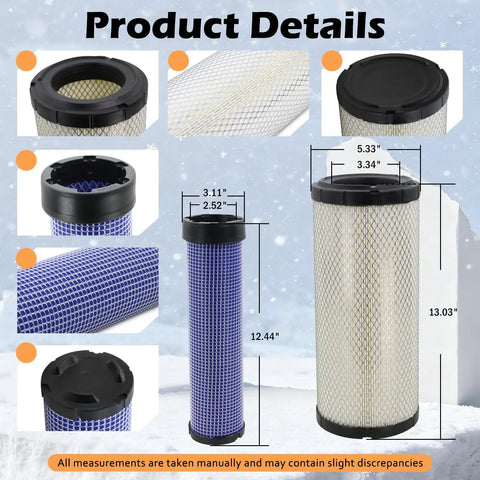 Product details of Air Filter Kit For Skid Steer Loaders SSV65 SSV65C SSV75 SVL75 SVL75C SVL75-2 SVL75C-2 Replaces P827653 P829332