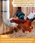 No Mess Automatic Chicken Feeder Designed To Slash Feed Costs Thickened Pvc Wall Mount Poultry Dispenser For Happy Flocks And Backyard Coops Quick Install Setup with gravity spout and chicken feeding.
