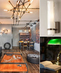 Modern industrial room with Vintage T9 LED Tube Bulb That Replaces 60W, 5W Draw, Dimmable Warm White 2700K, Edison style lighting