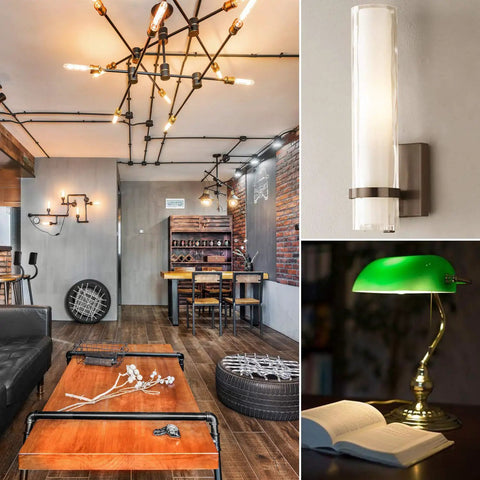 Modern industrial room with Vintage T9 LED Tube Bulb That Replaces 60W, 5W Draw, Dimmable Warm White 2700K, Edison style lighting