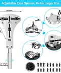 Adjustable watch case opener tool for Pro Grade 151 Tools Watch Repair Kit For Battery Replacement And Strap Removal.