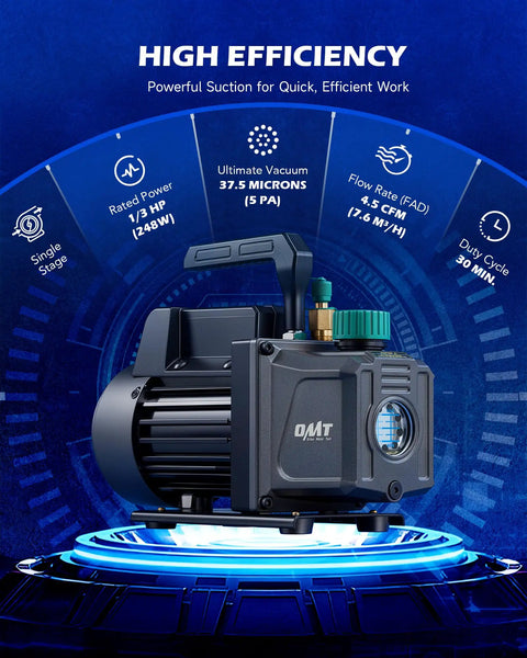 4.5 CFM AC Vacuum Pump And Gauge Set With 4 Way Manifold, Color Coded Hoses, Electronic Leak Detector, R134a R22 R410a Taps And Quick Couplers, Vacuum Oil, And A Beast Carrying Case For Auto And Home HVAC Evacuation, 1/3 HP pump