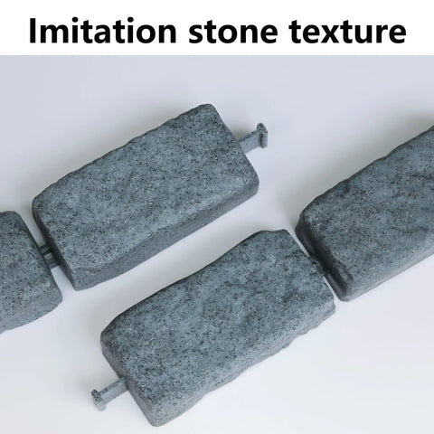 Realistic Faux Stone Landscape Edging Kit With 24 Bricks, 15.5 Ft Total, Lawn And Flower Bed Border Blocks close-up.