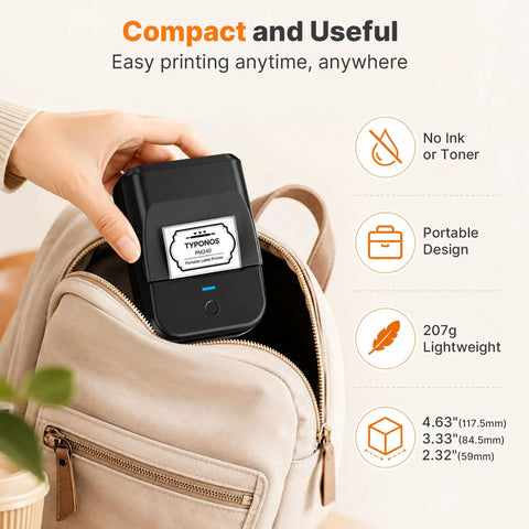 Straight Up Game Changer Label Printer Slick Chip Yields Crisp 203 Dpi Output Zero Ink Or Toner Drama Comes With Three Heavy Duty Tape Rolls For Lazy Weekend Organizing in a backpack.