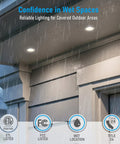 TORCHSTAR 6-Pack 5CCT 3 Inch LED Recessed Lighting, Anti-Glare, CRI90 installed in wet outdoor area under eave.