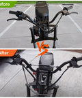 Before and after of 7/8 Inch Handlebar Risers Clamp for Dirt Bikes and Mini Bikes 22mm mount installation on Razor MX series