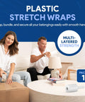 People using 12 Pack 5 Inch By 1000 Foot Stretch Film Wrap With Handles For Moving And Storage, 3 Inch Core, Easy Grip Packaging Film